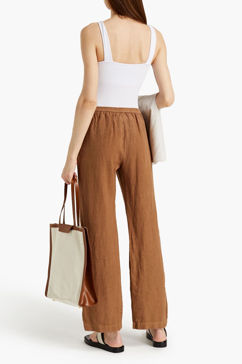 ENZA COSTA Gathered linen wide-leg pants