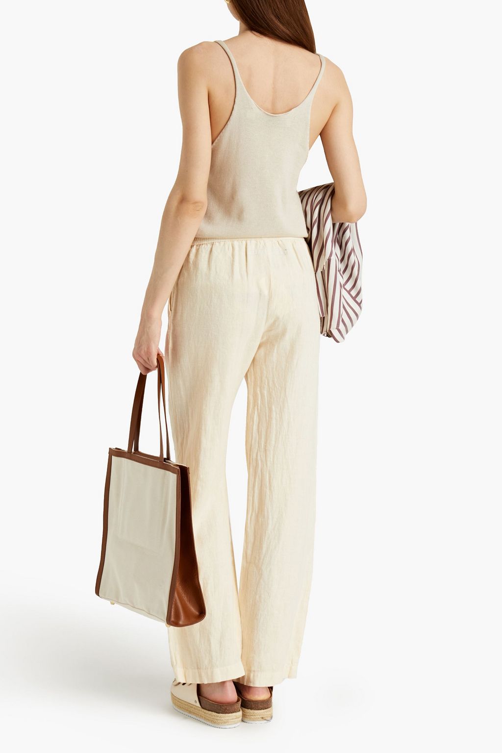 ENZA COSTA Gathered linen wide-leg pants