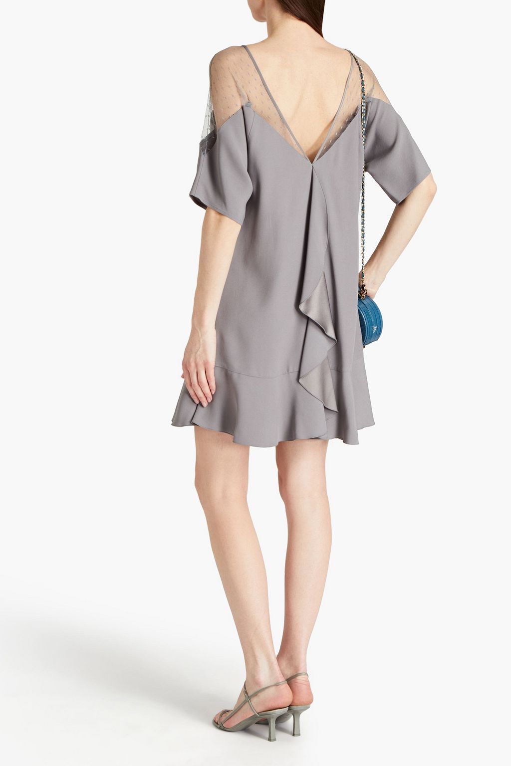 REDVALENTINO Point d'esprit-paneled crepe mini dress