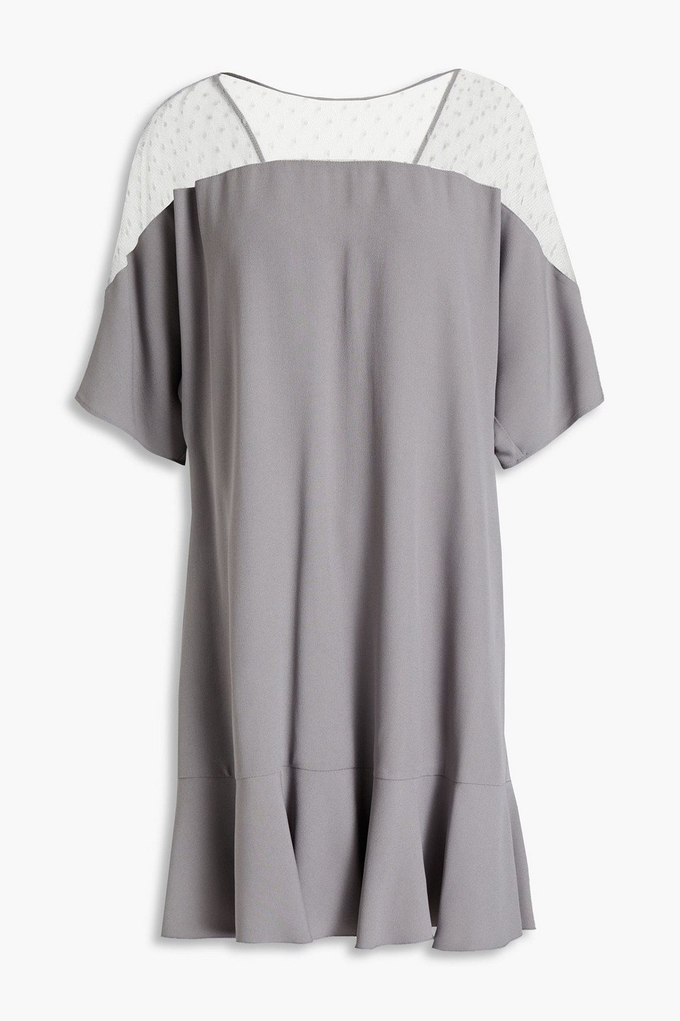 Redvalentino Woman Point D'esprit-paneled Crepe Mini Dress Gray Size 42