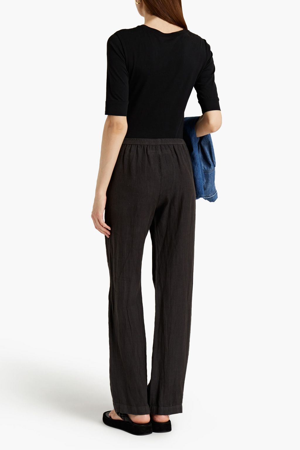 ENZA COSTA Gathered linen wide-leg pants