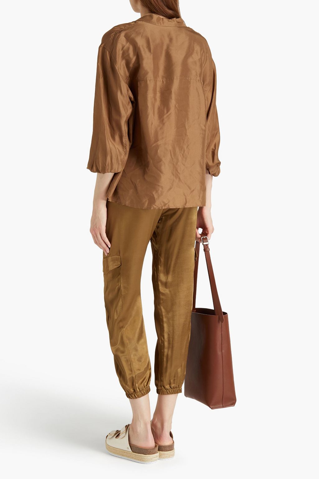 ENZA COSTA Cropped cotton-sateen tapered pants