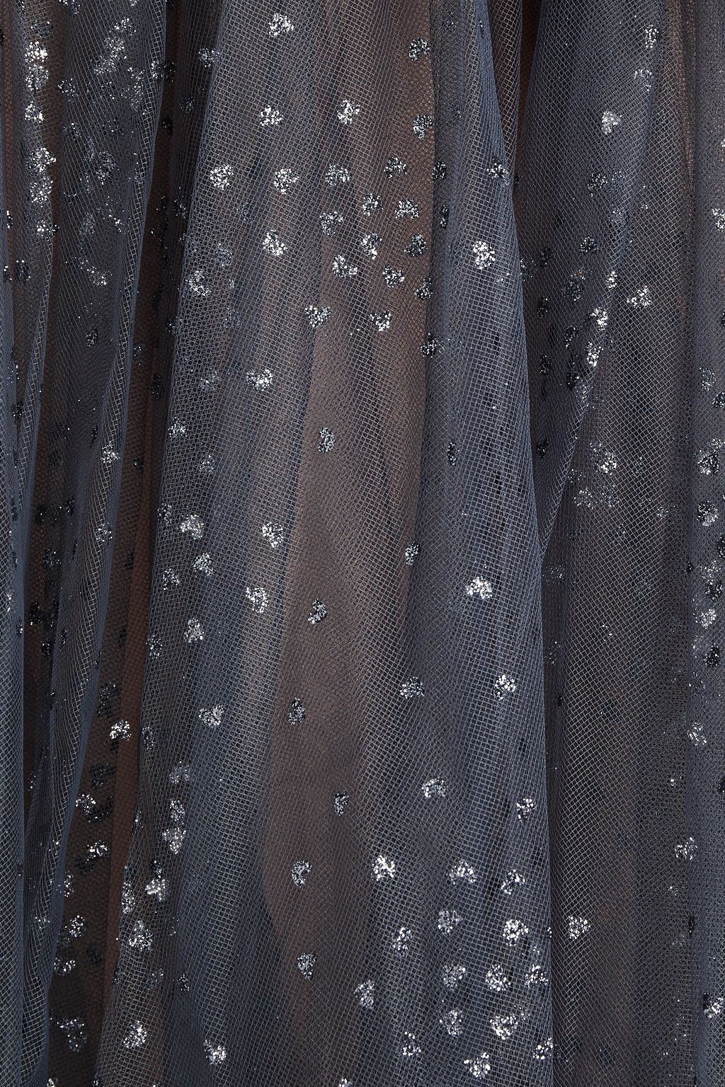 REDVALENTINO Bow-embellished glittered tulle midi dress