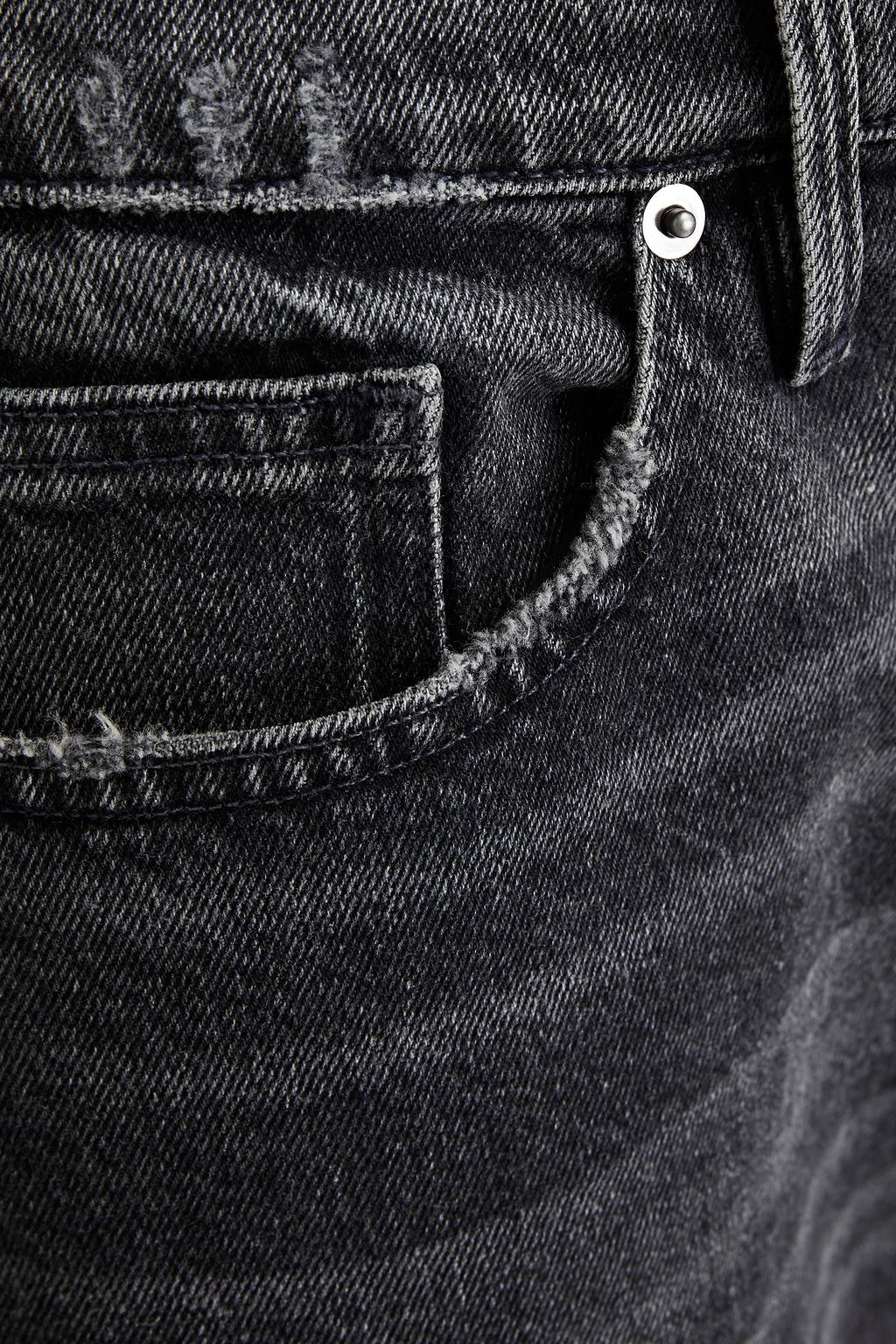FRAME Slim-fit distressed denim shorts