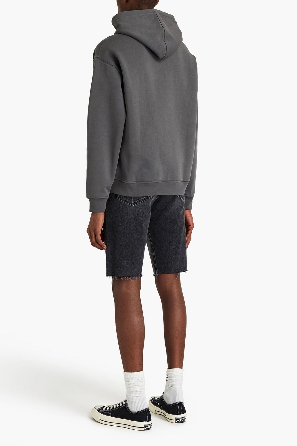 FRAME Slim-fit distressed denim shorts
