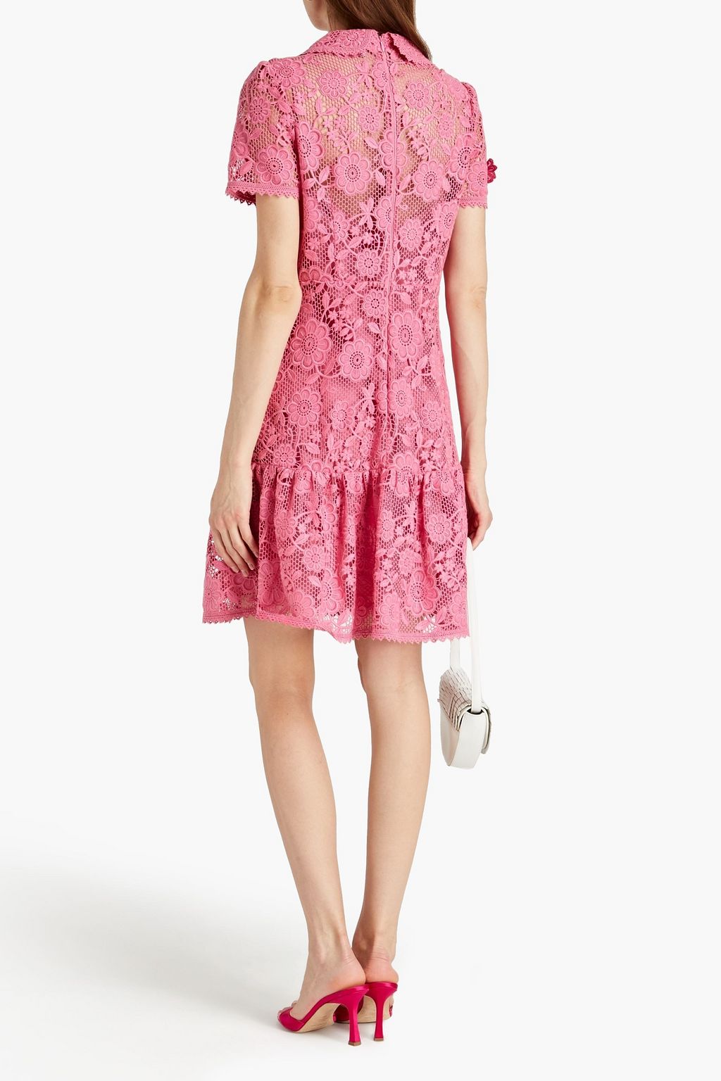 REDVALENTINO Floral-appliquéd guipure lace mini dress