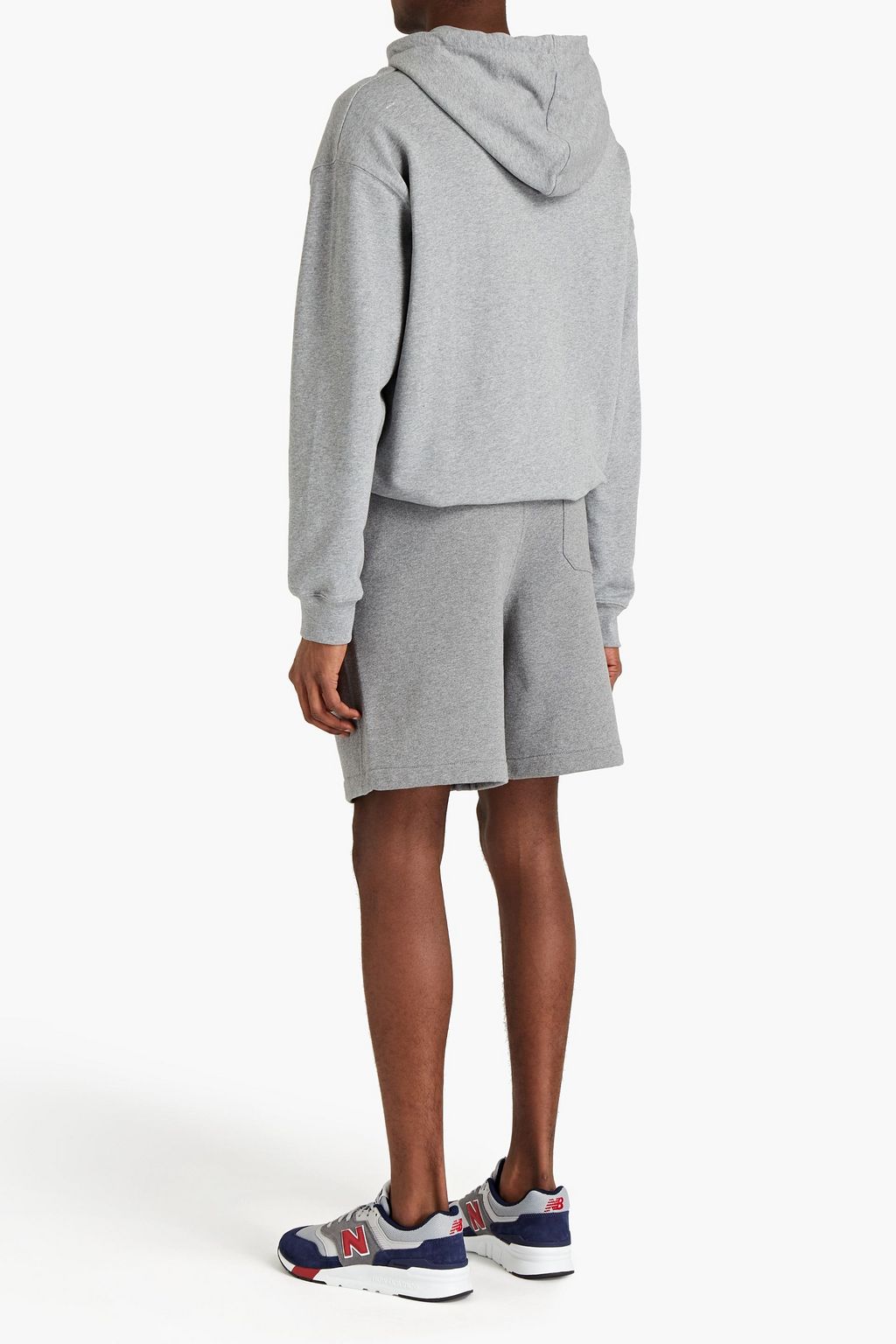 FRAME Mélange cotton-blend fleece shorts