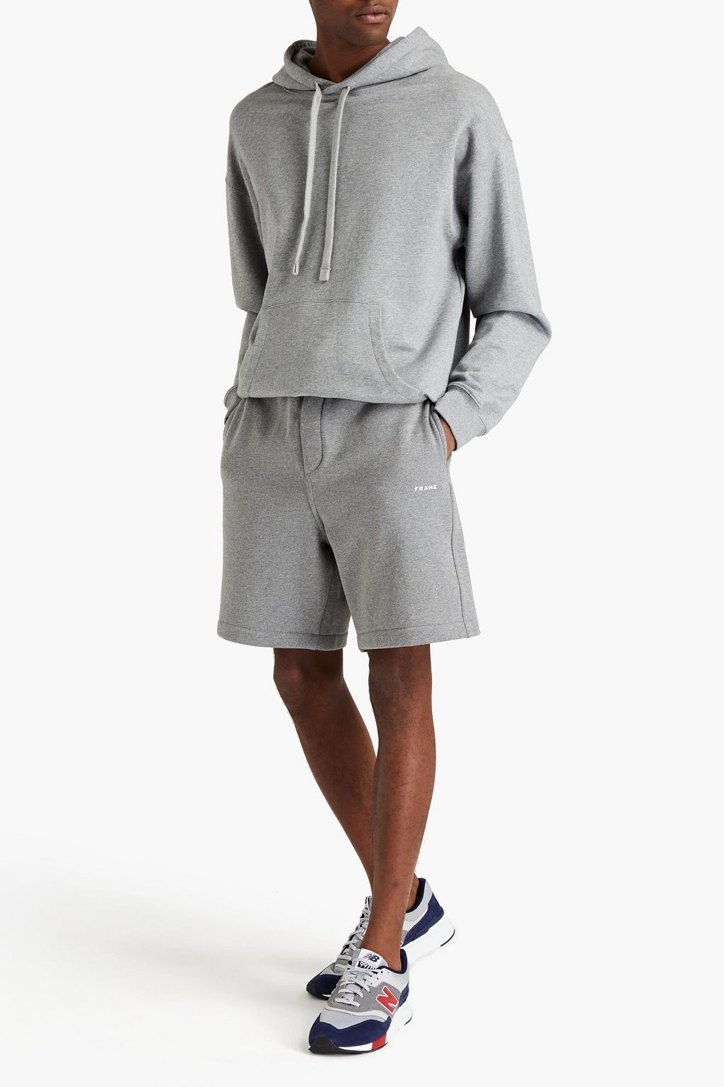FRAME Mélange cotton-blend fleece shorts