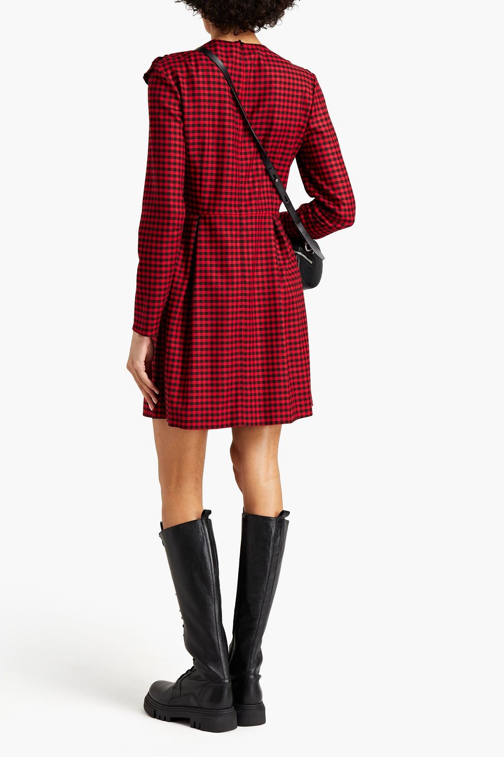REDVALENTINO Pleated gingham jacquard mini dress