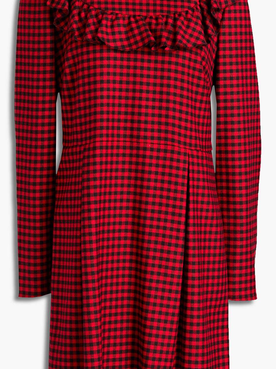 pleated gingham jacquard mini dress