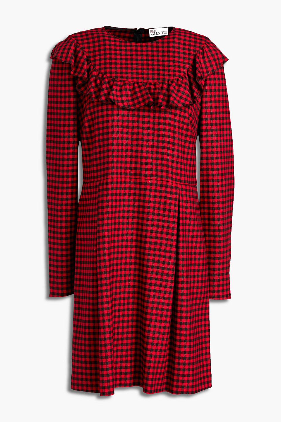 Redvalentino Woman Pleated Gingham Tweed Mini Dress Red Size 44