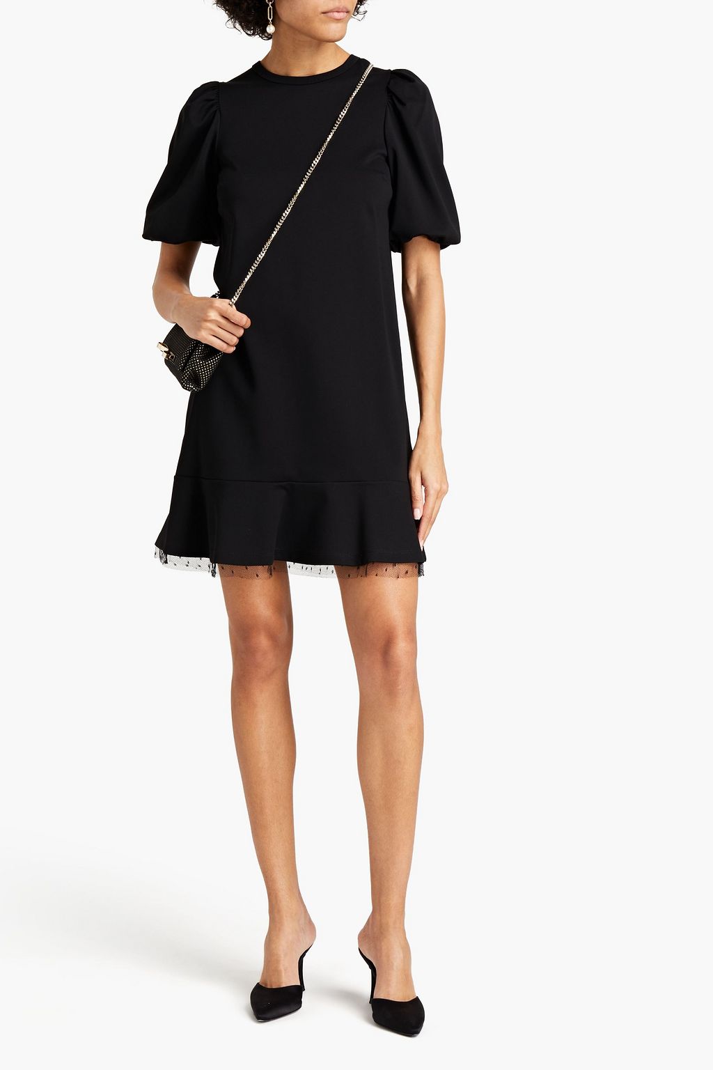 REDVALENTINO Point d'esprit-trimmed jersey mini dress