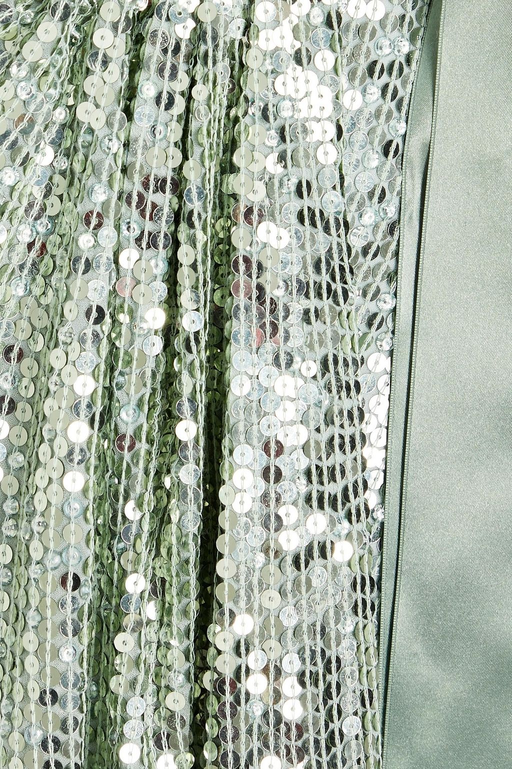 JENNY PACKHAM Satin-trimmed sequined chiffon wrap gown