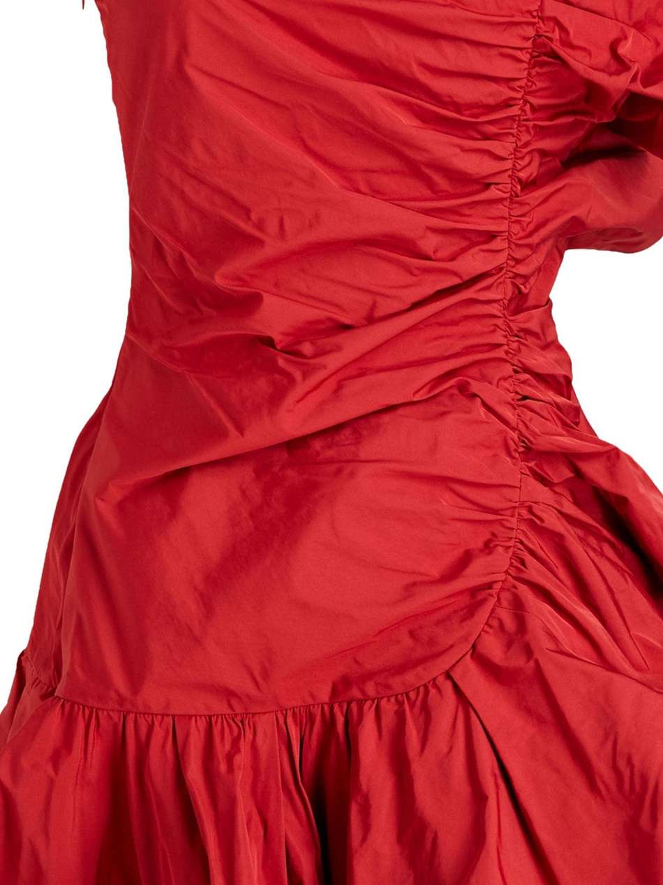 strapless ruffled taffeta mini dress
