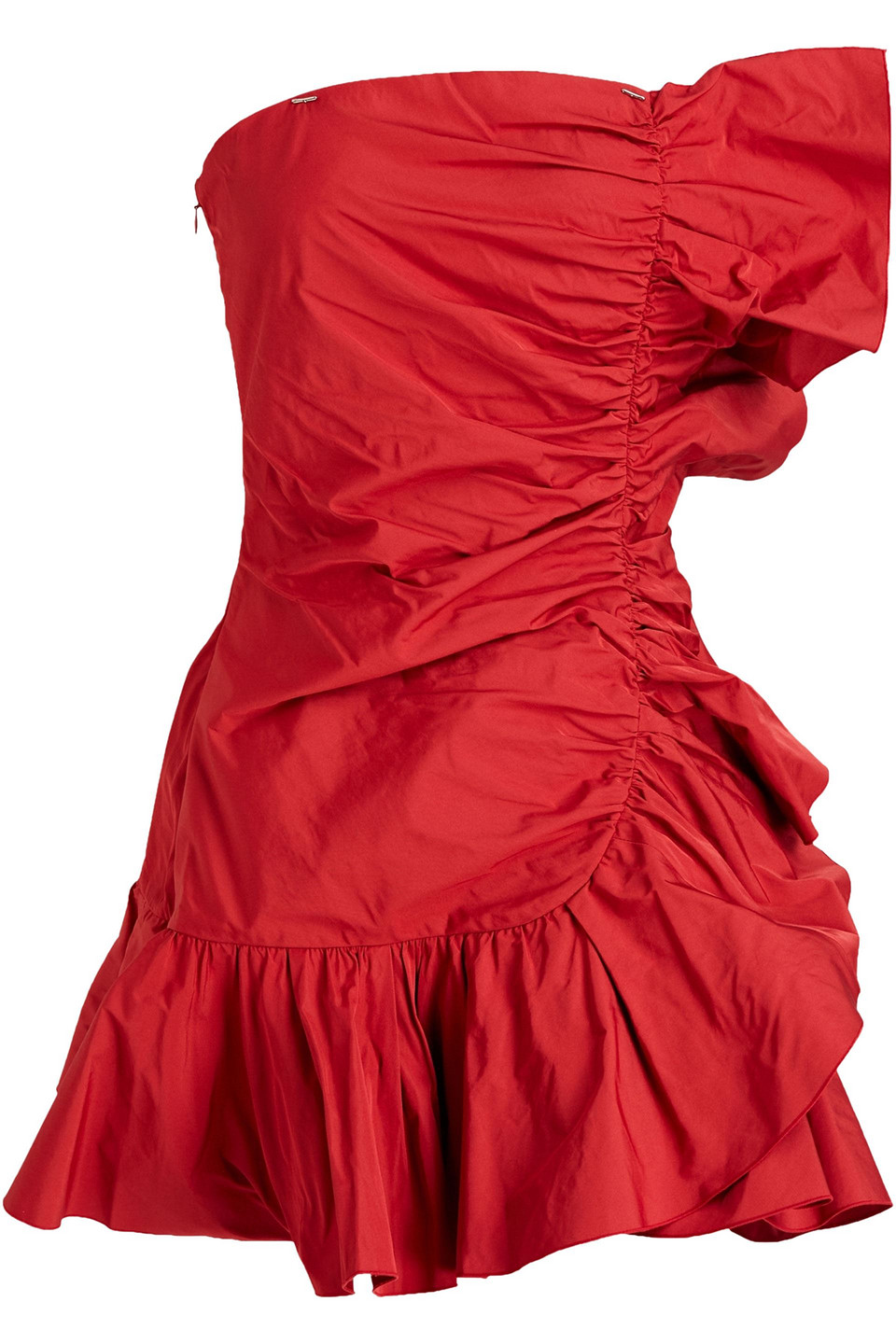 Redvalentino Woman Strapless Ruched Taffeta Mini Dress Red Size 42