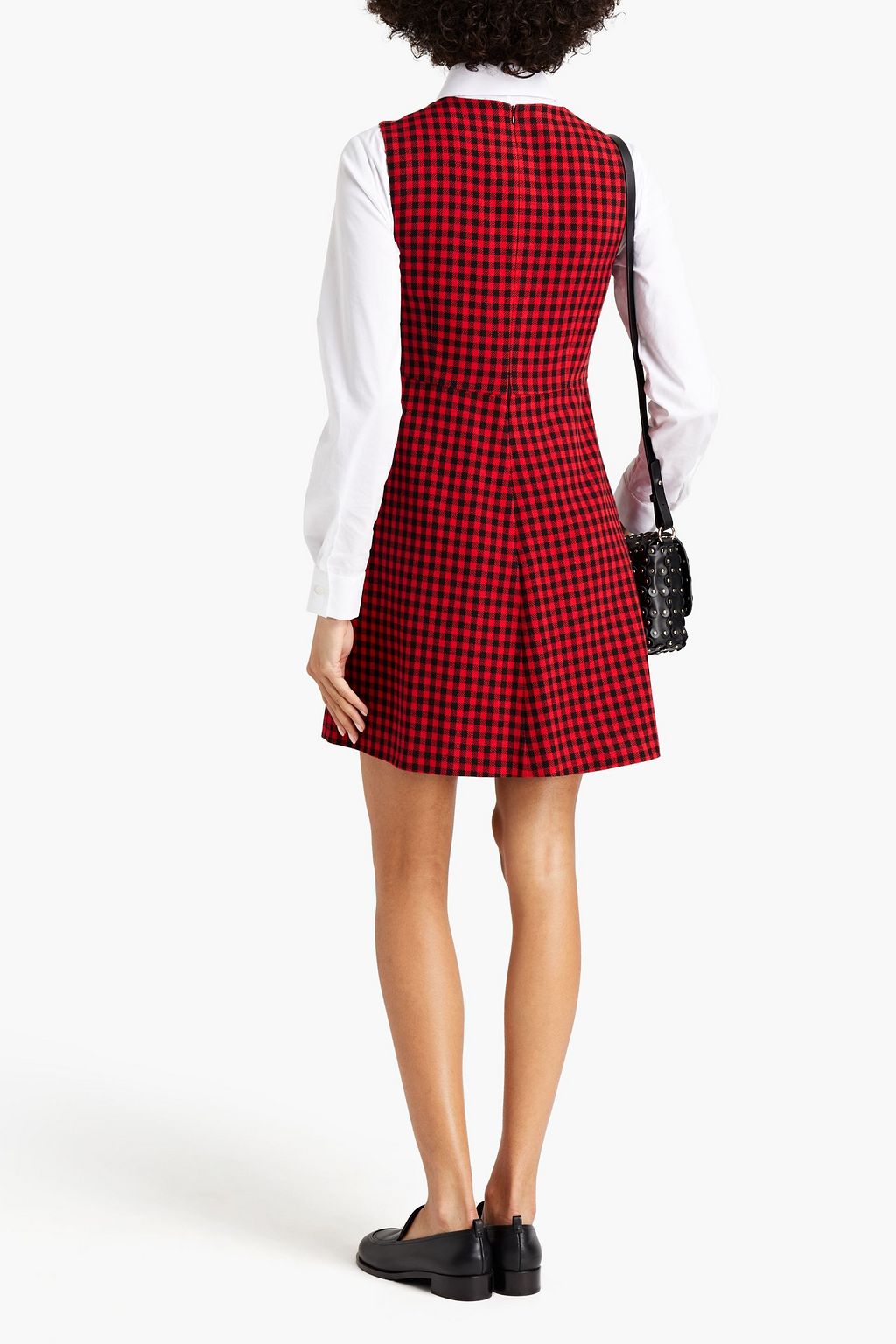 REDVALENTINO Bow-detailed gingham tweed mini dress