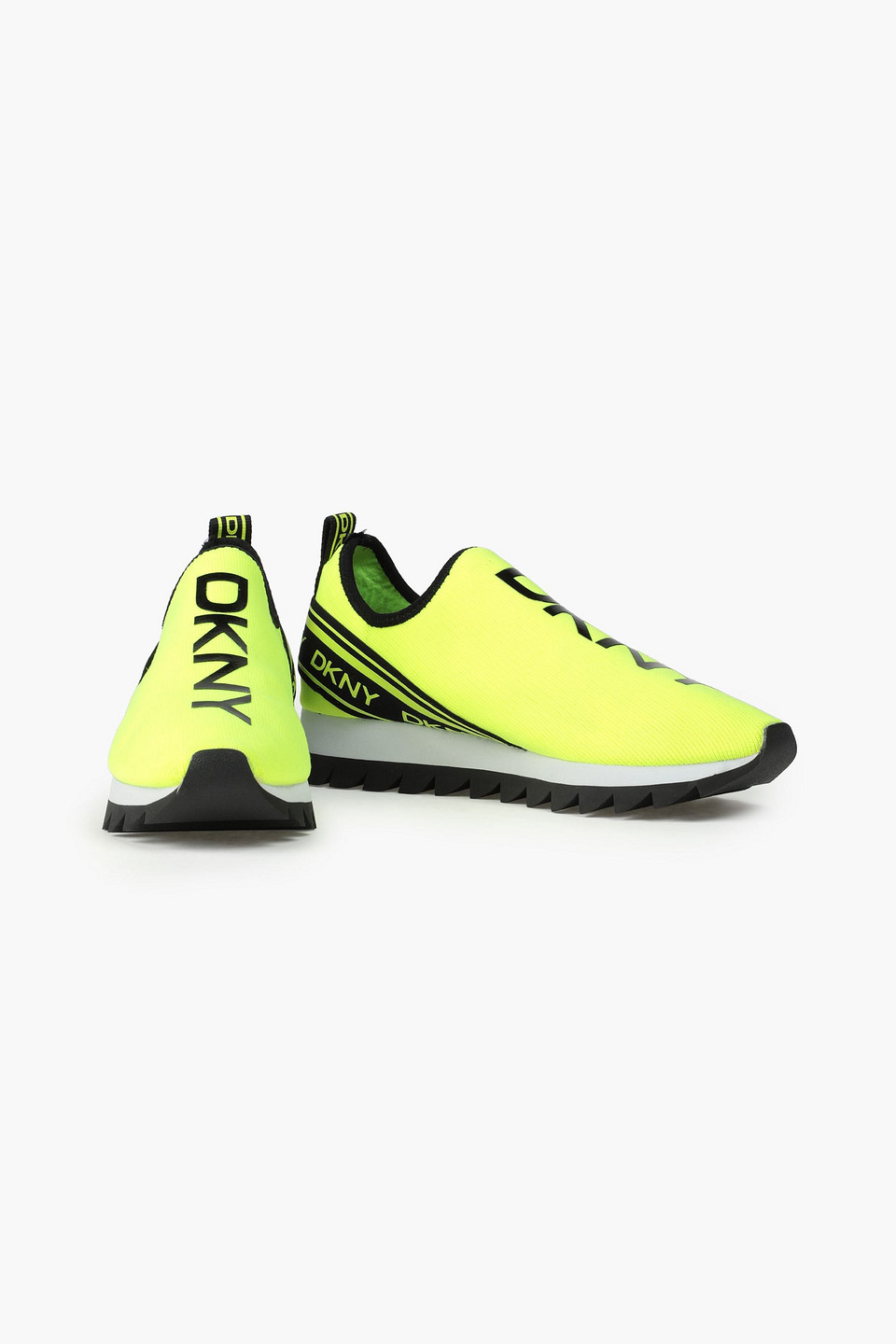 Dkny Logo-print Stretch-knit Trainers In Multi