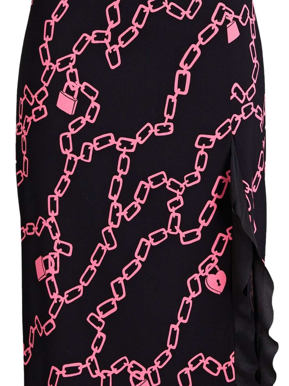 ruffled printed crepe midi skirt