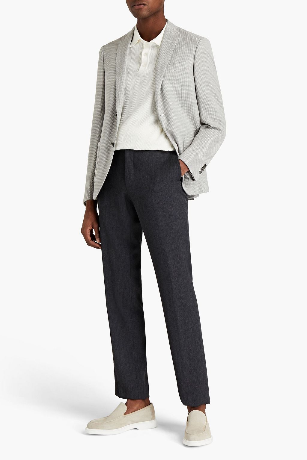 CORNELIANI Wool, linen and silk-blend tweed blazer