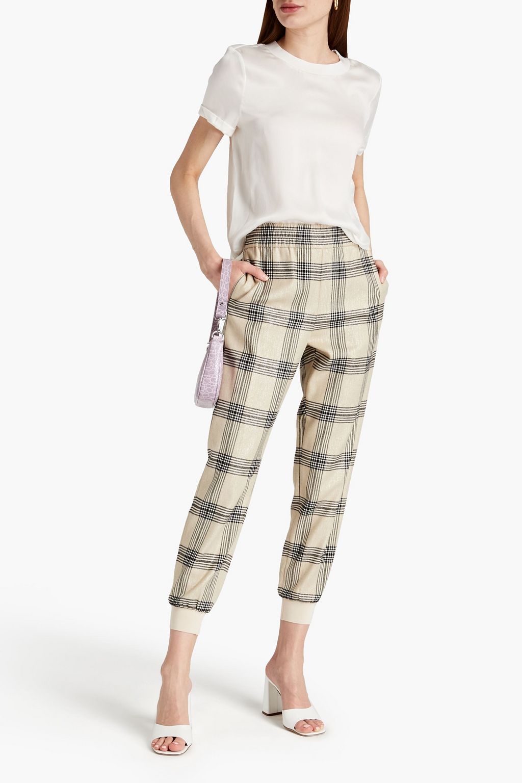 ALICE + OLIVIA Checked flannel tapered pants