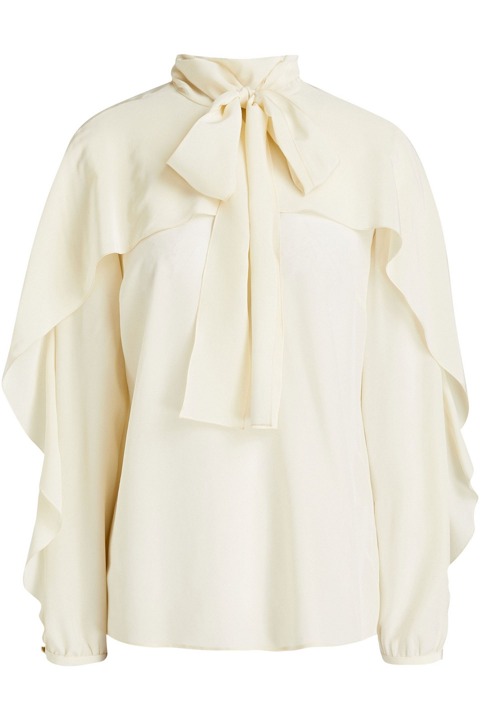 Redvalentino Woman Pussy-bow Draped Silk Crepe De Chine Blouse Ivory Size 42