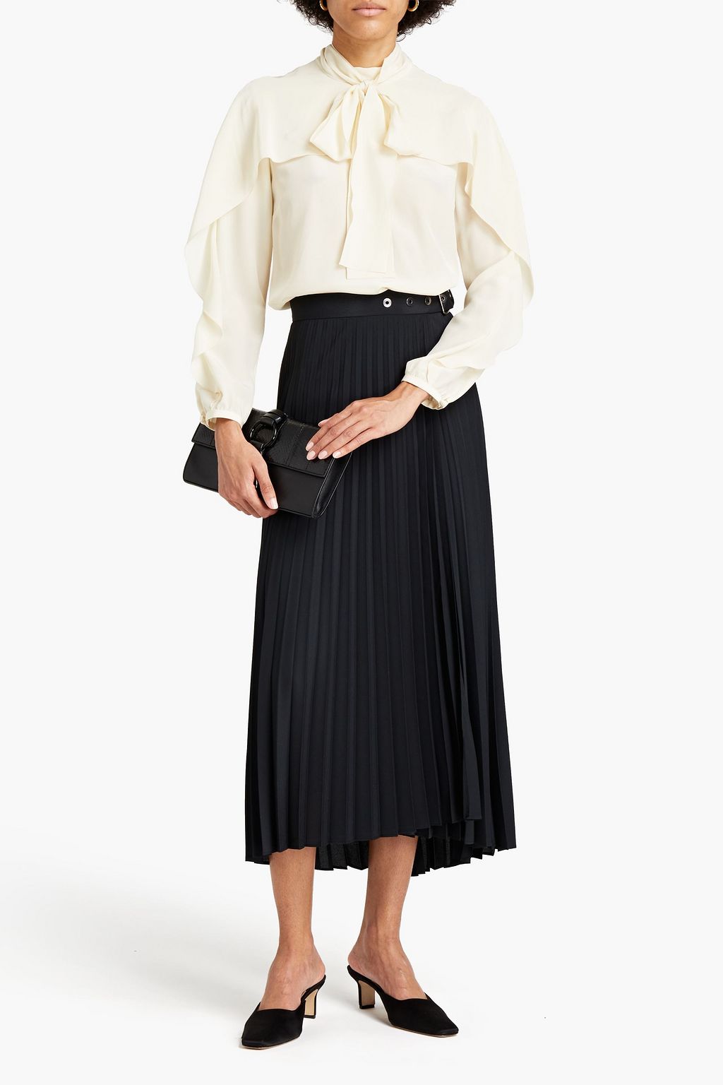 REDVALENTINO Pussy-bow draped silk crepe de chine blouse