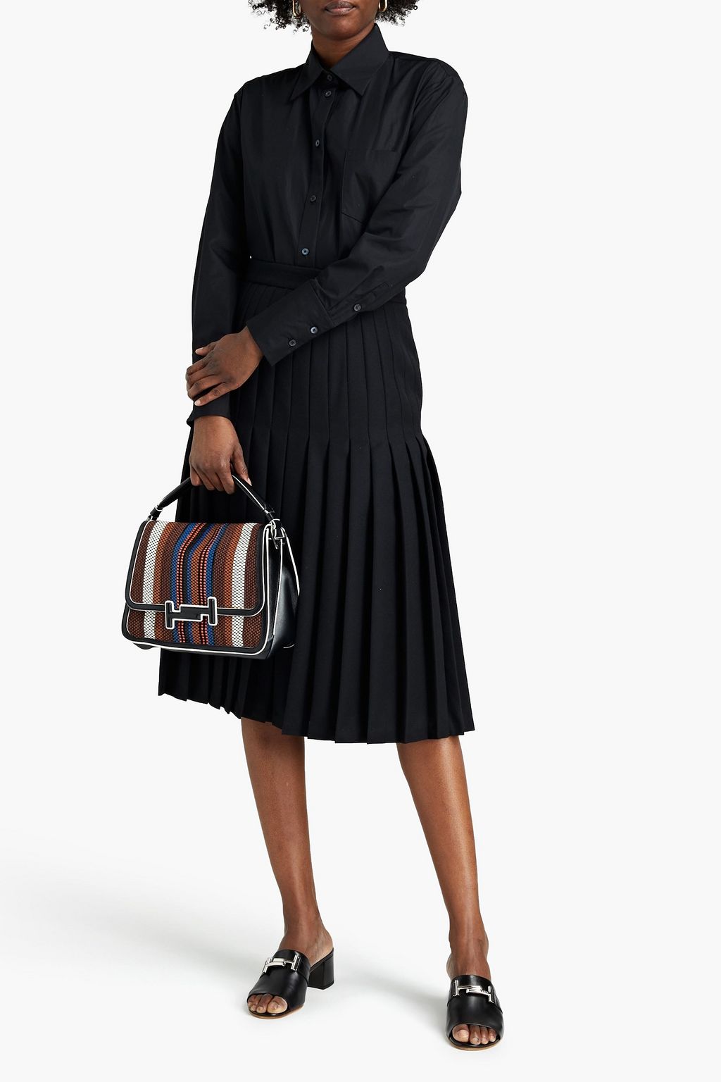 TOD'S Pleated wool skirt