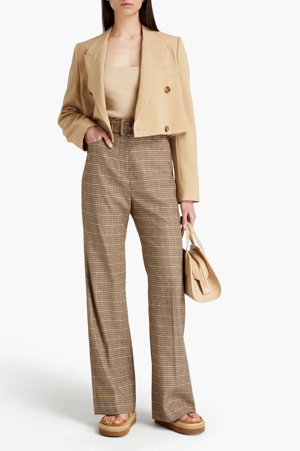 NANUSHKA Cropped double-breasted flannel blazer