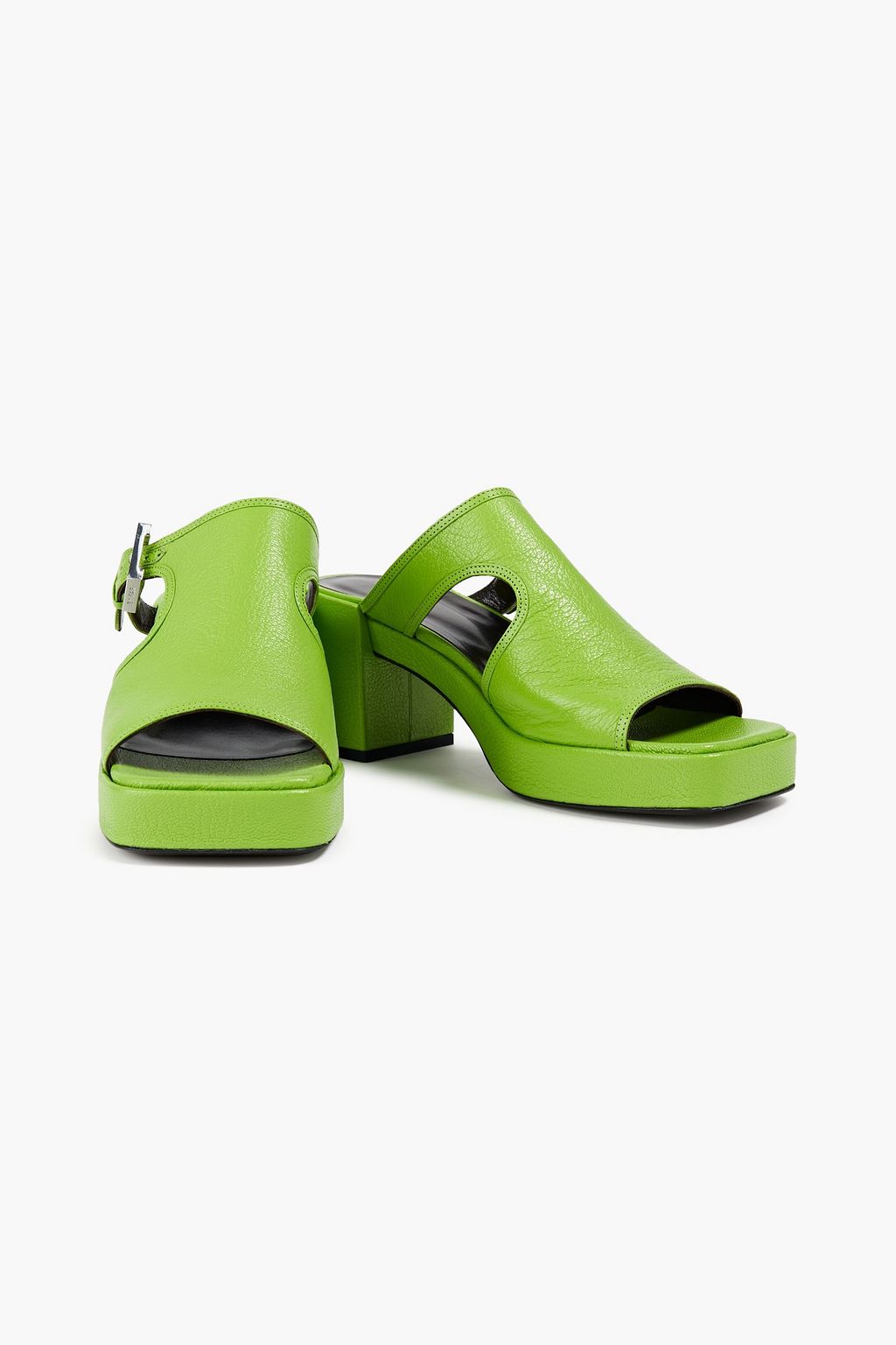 BY FAR Melba cutout textured-leather platform sandals