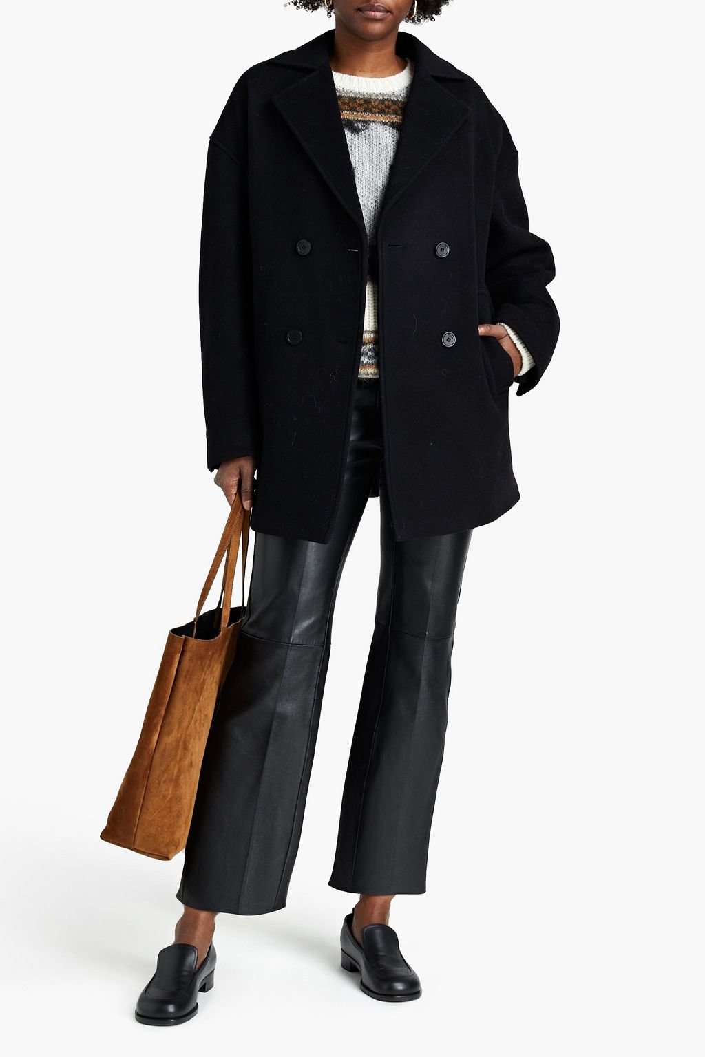 TOD'S Double-breasted shell-paneled wool and cashmere-blend down coat