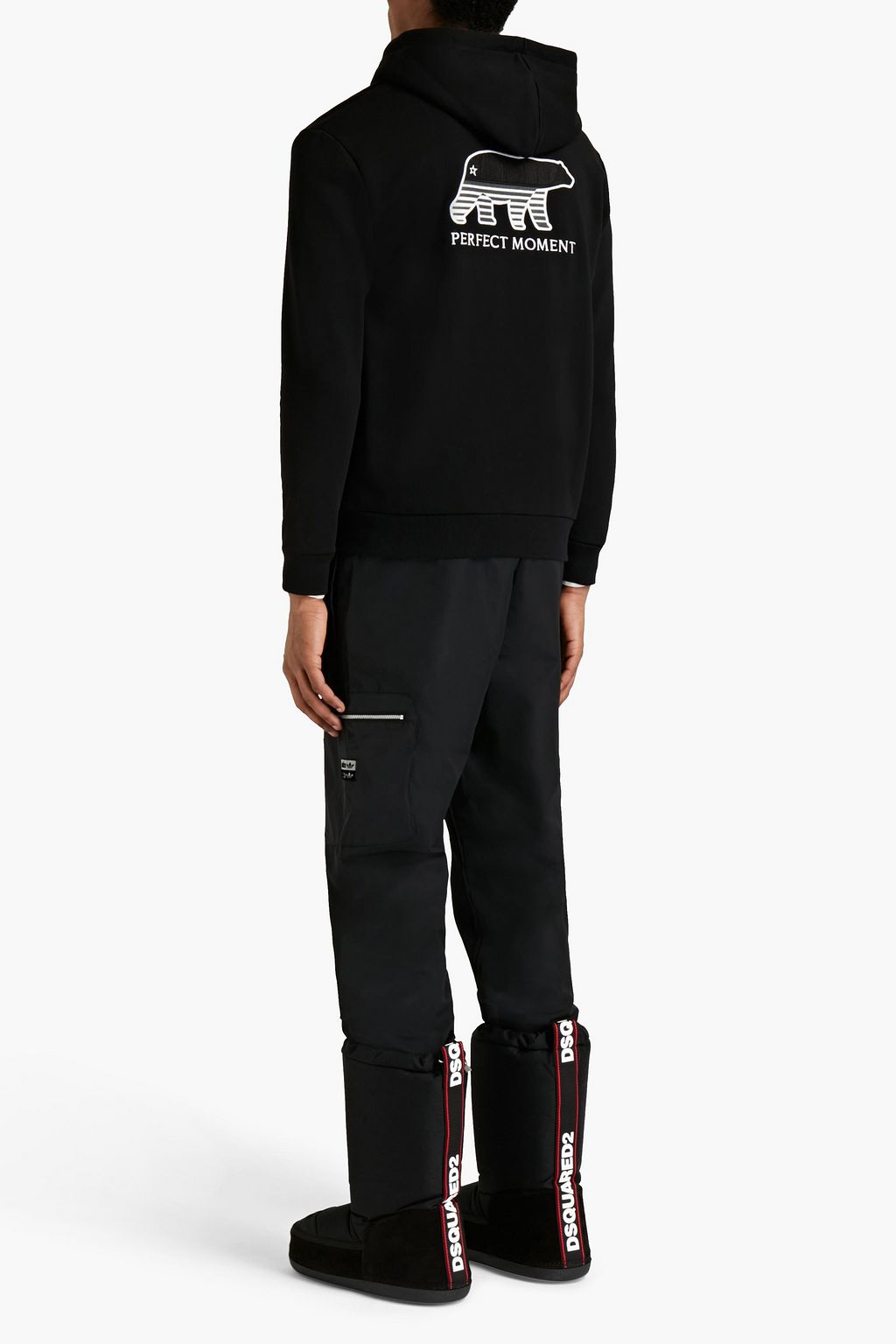 PERFECT MOMENT Embroidered cotton-blend fleece zip-up hoodie