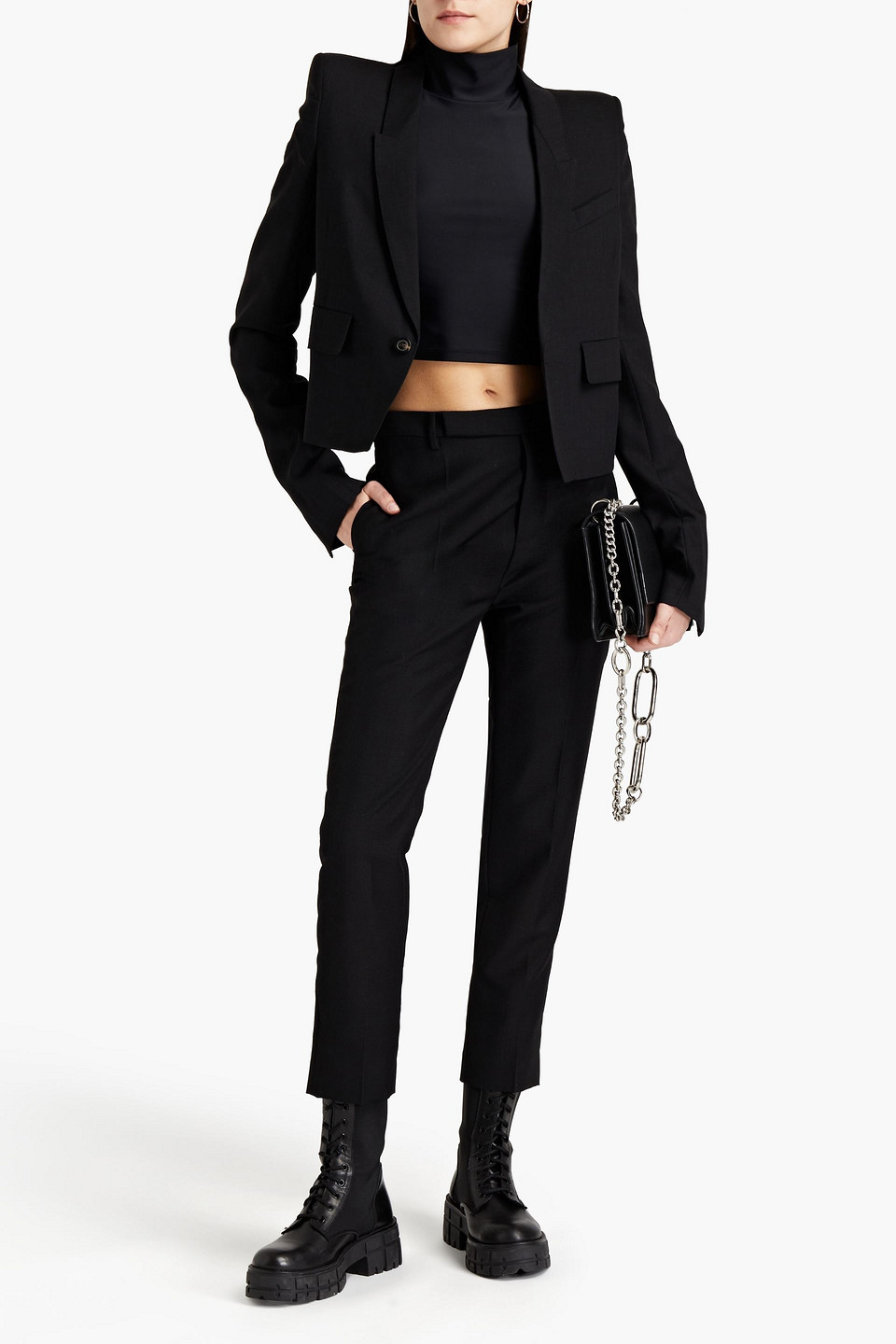 Rick Owens Wool-blend Crepe Slim-leg Pants In Black