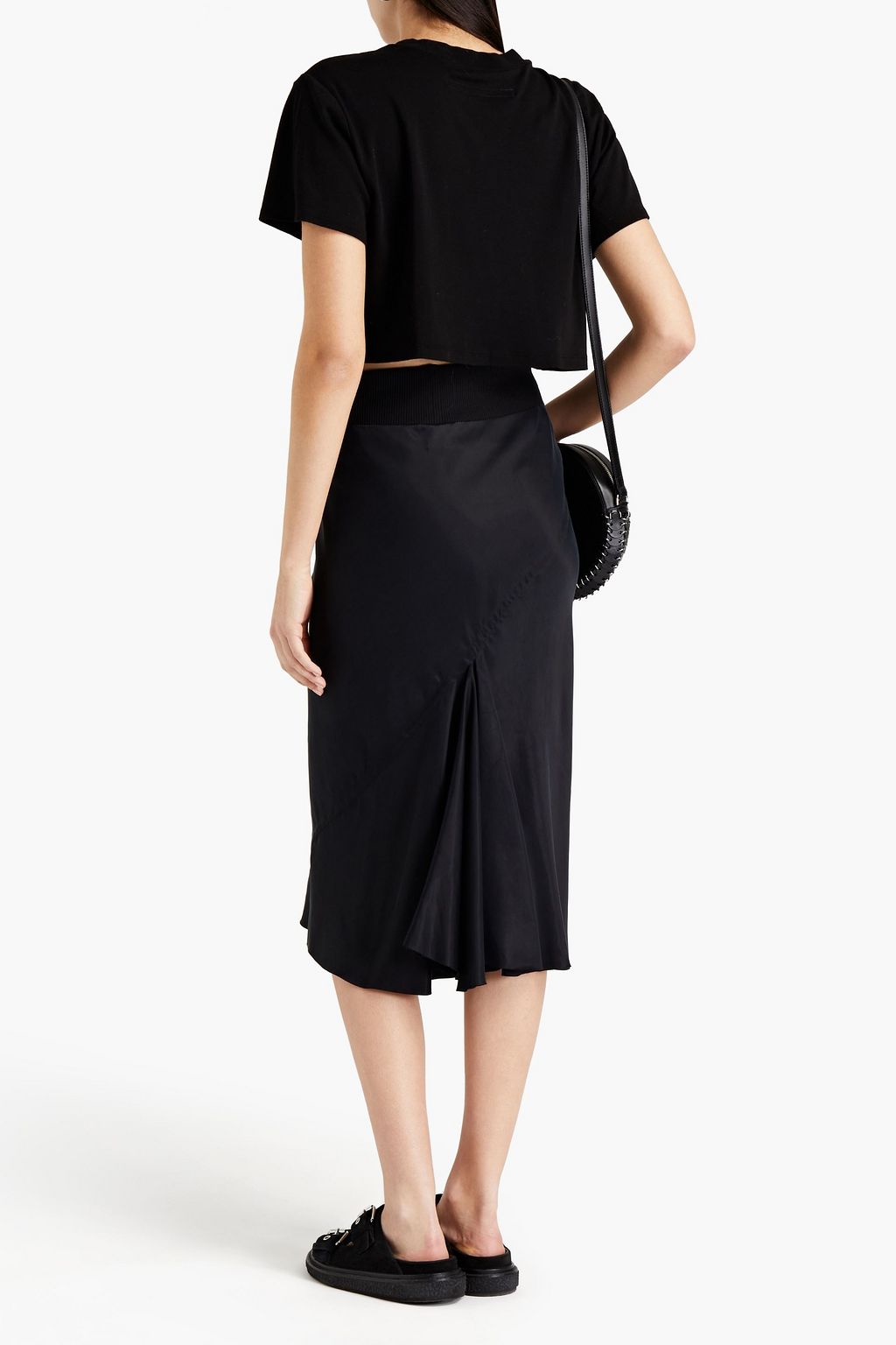 RICK OWENS Bias washed-cupro midi skirt