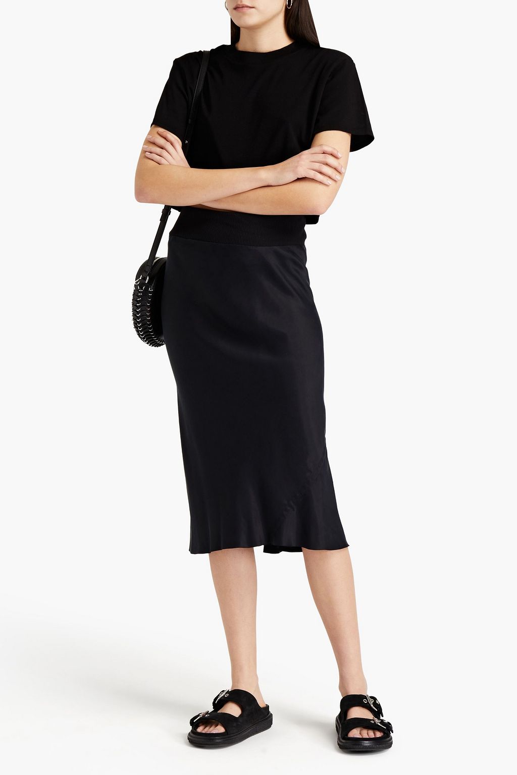 RICK OWENS Bias washed-cupro midi skirt