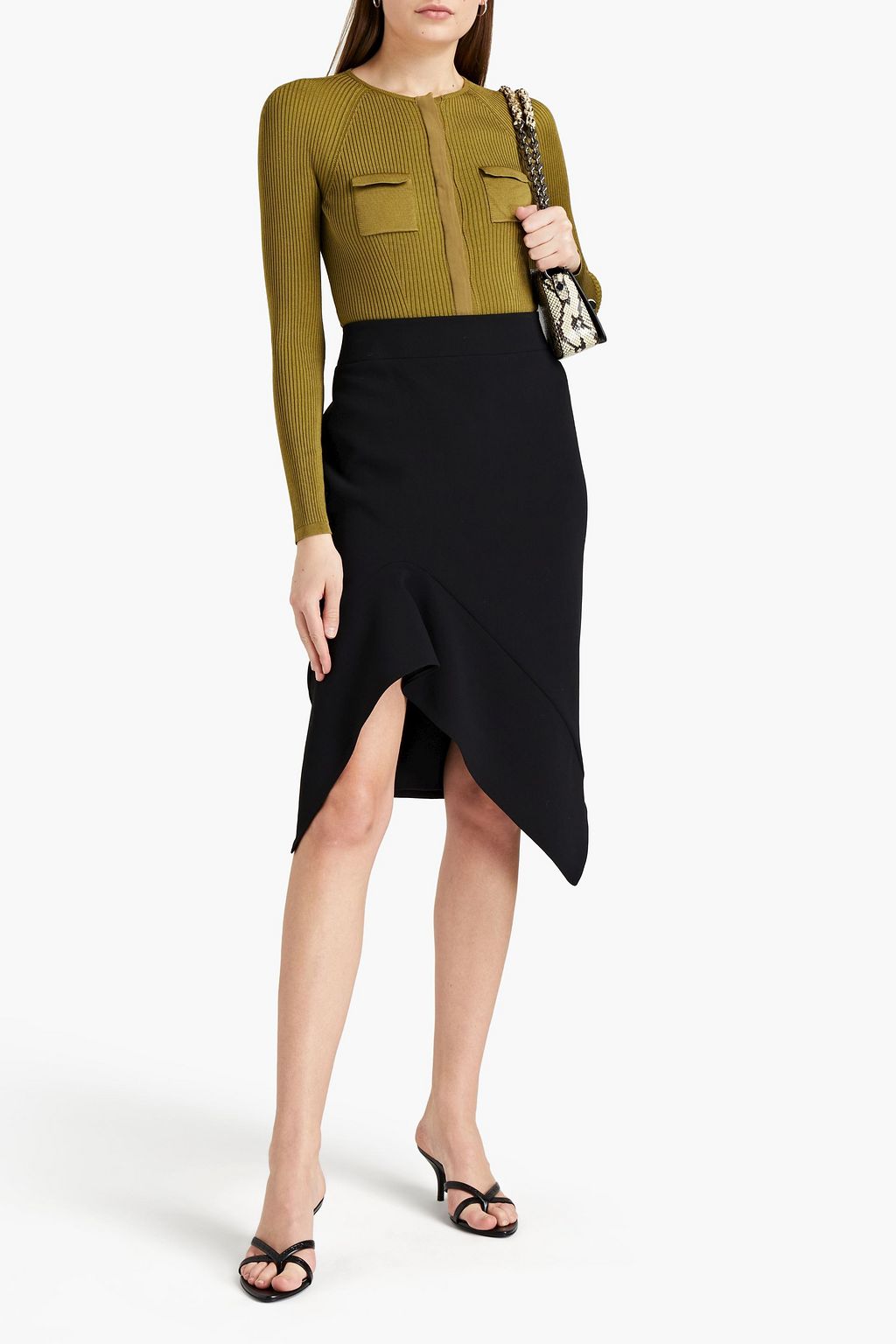 TOM FORD Asymmetric stretch-wool crepe skirt