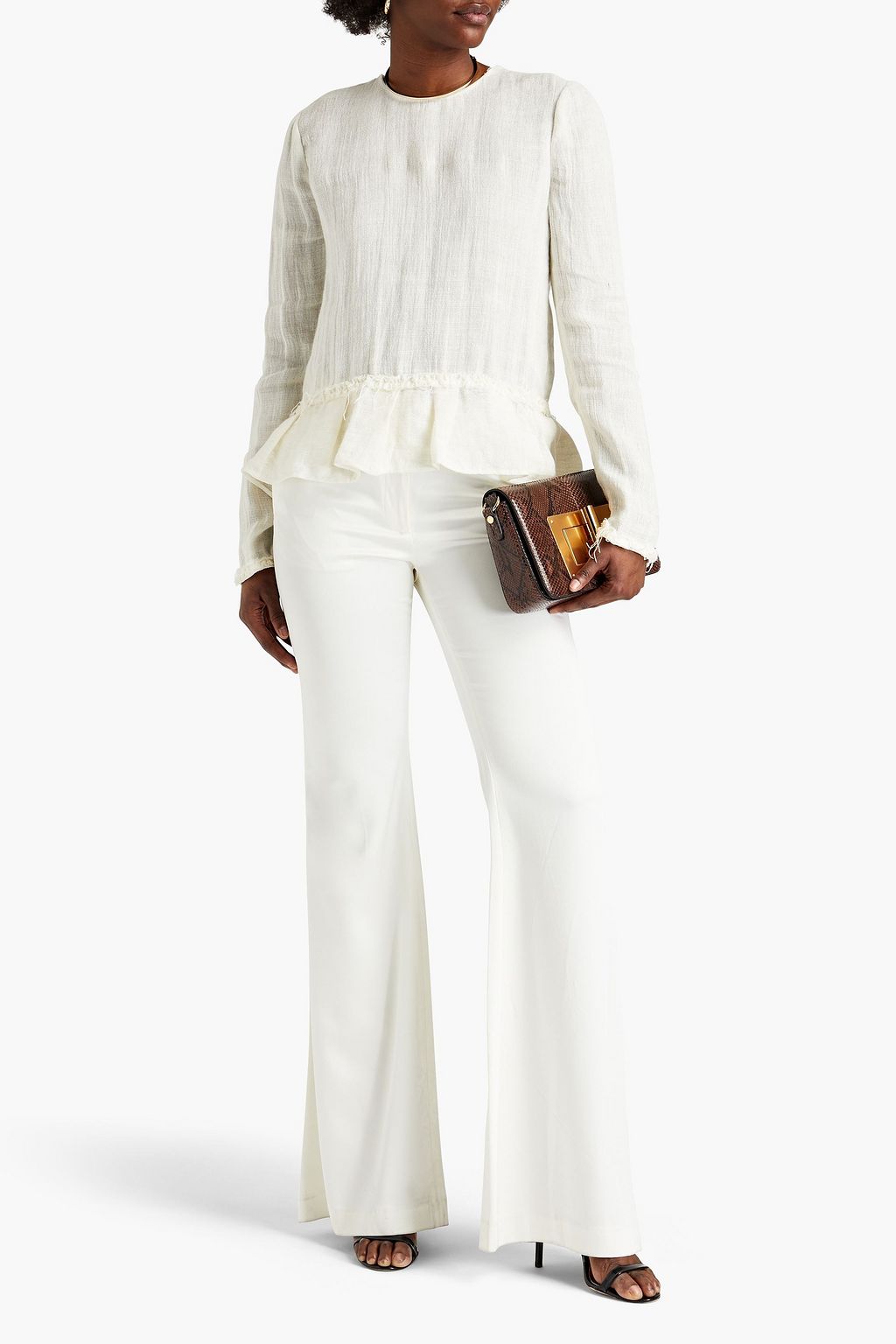 TOM FORD Ruffled linen-gauze blouse