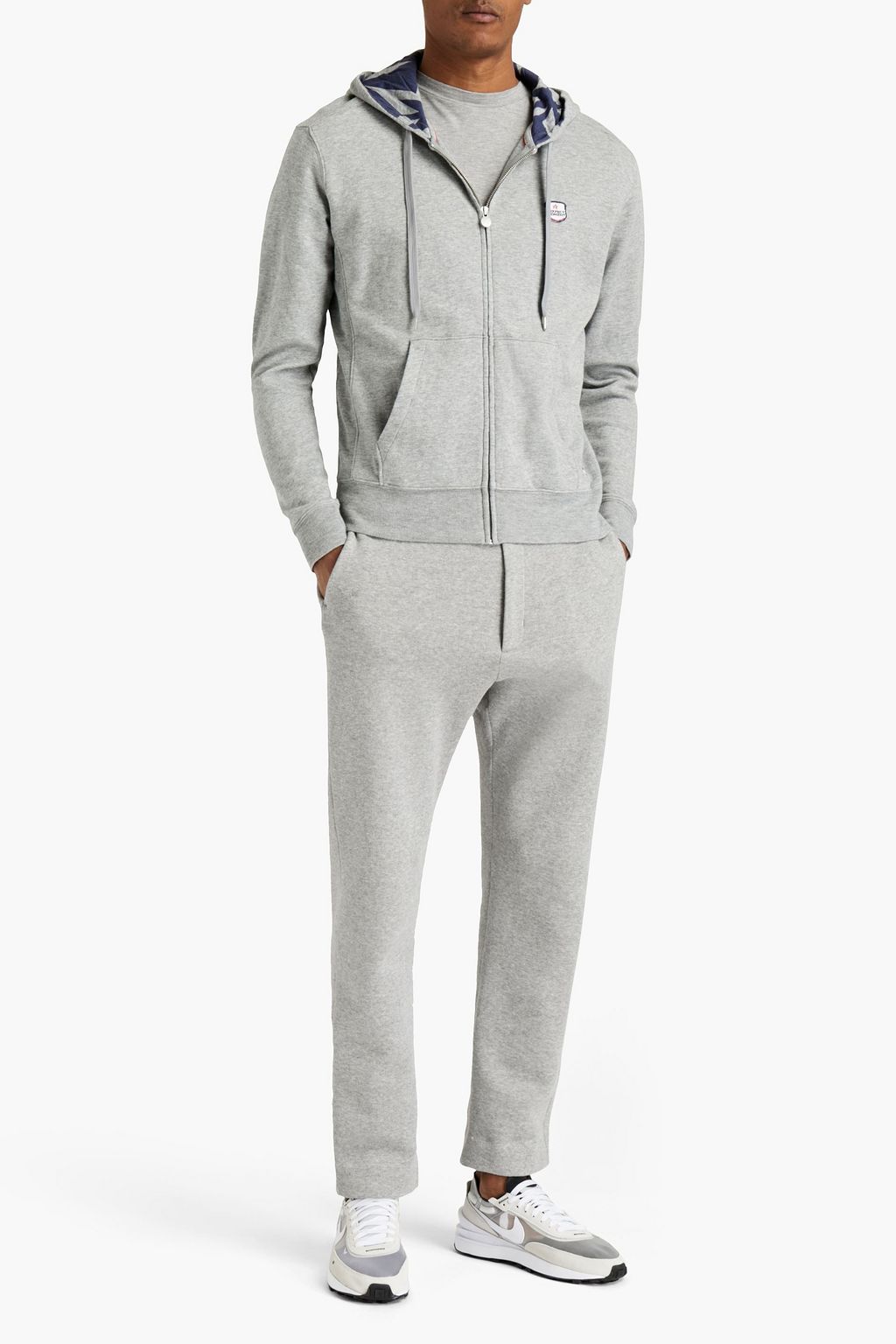 PERFECT MOMENT Appliquéd mélange cotton-jersey zip-up hoodie