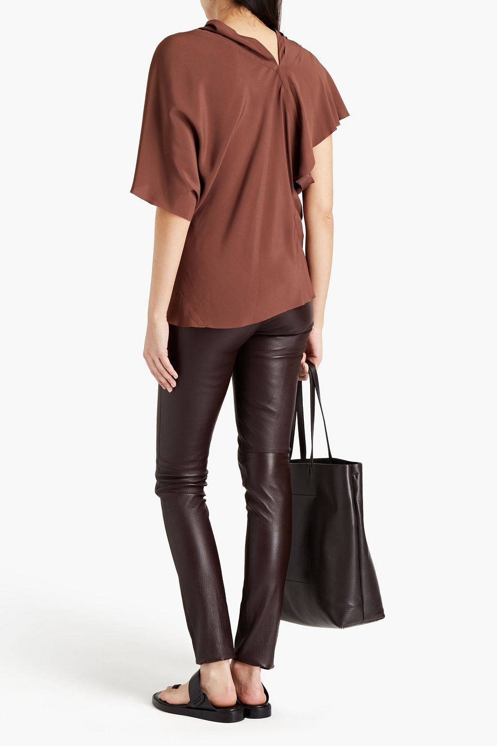 RICK OWENS Draped crepe de chine blouse