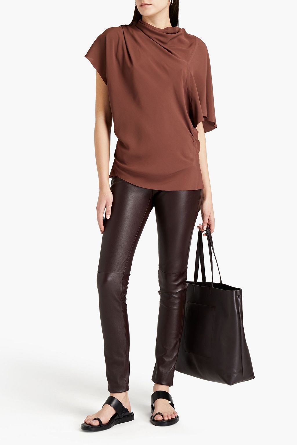 RICK OWENS Draped crepe de chine blouse