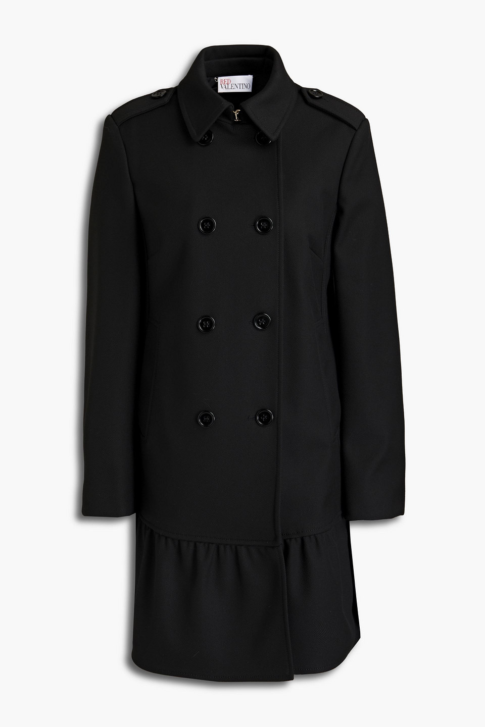 Redvalentino Woman Double-breasted Drill Coat Black Size 36