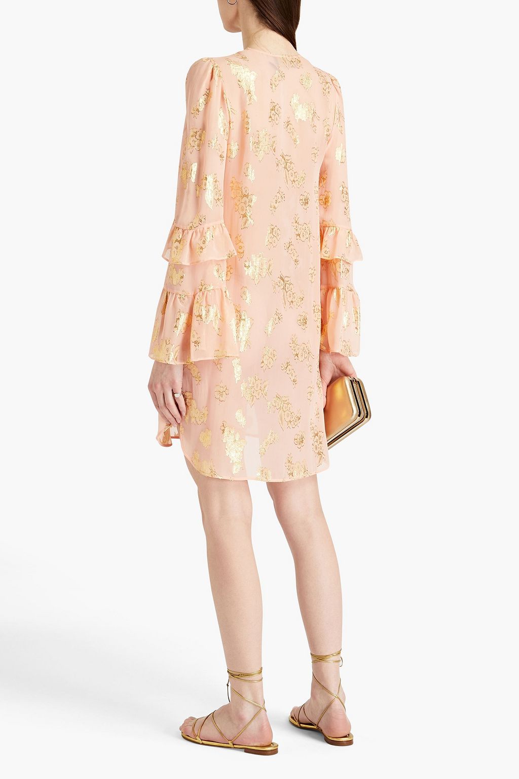 DUNDAS Ruffled fil coupé silk-blend chiffon mini dress