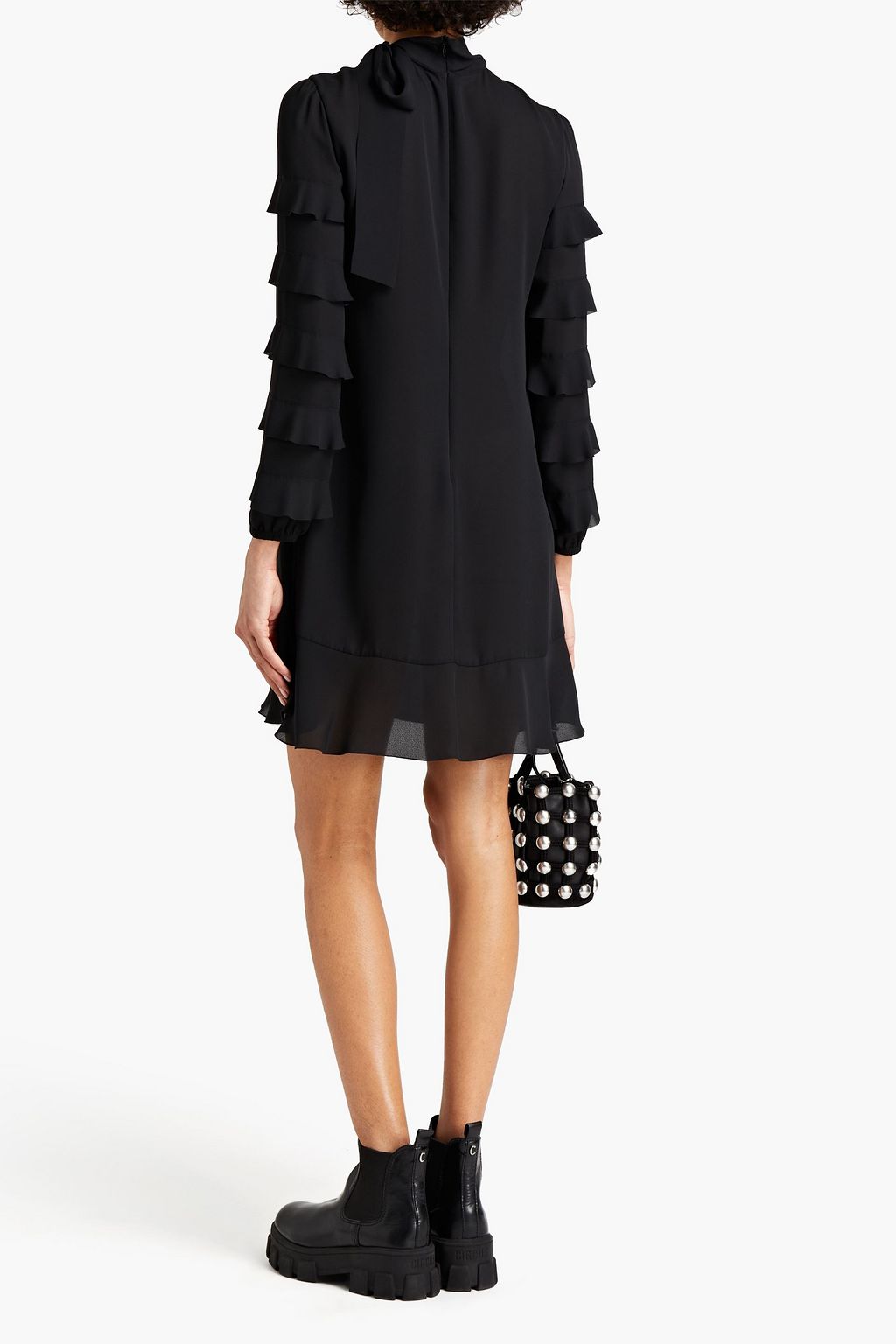 REDVALENTINO Pussy-bow ruffled crepe mini dress