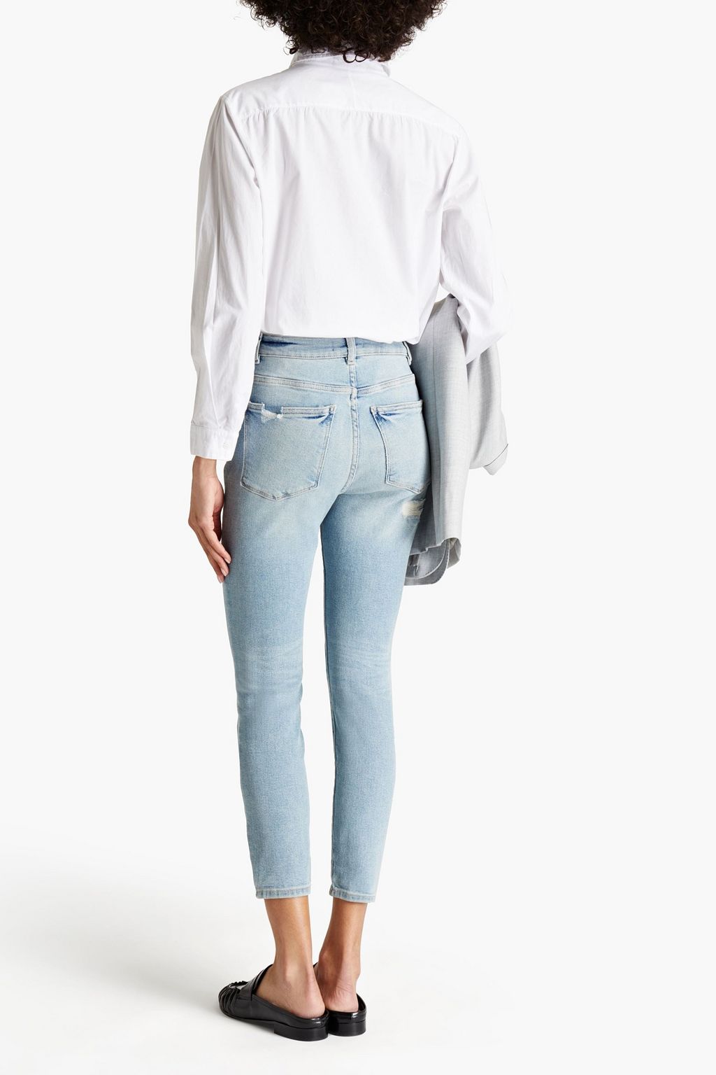 DL1961 Cropped distressed high-rise skinny jeans
