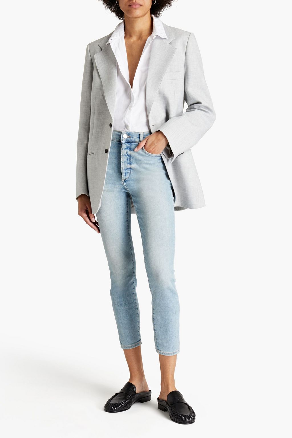 DL1961 Cropped distressed high-rise skinny jeans