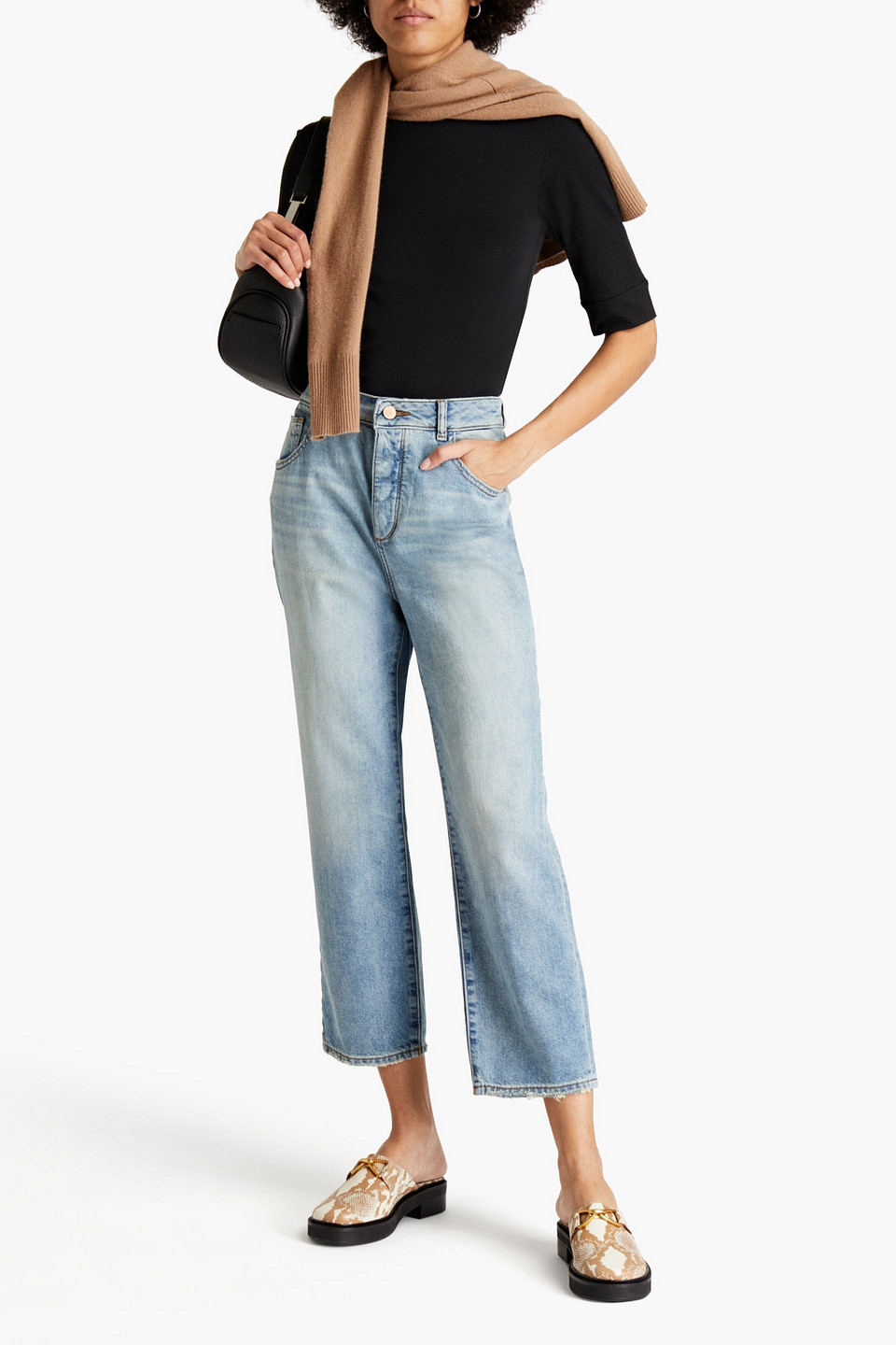 Dl1961 Cropped High-rise Straight-leg Jeans In Blue