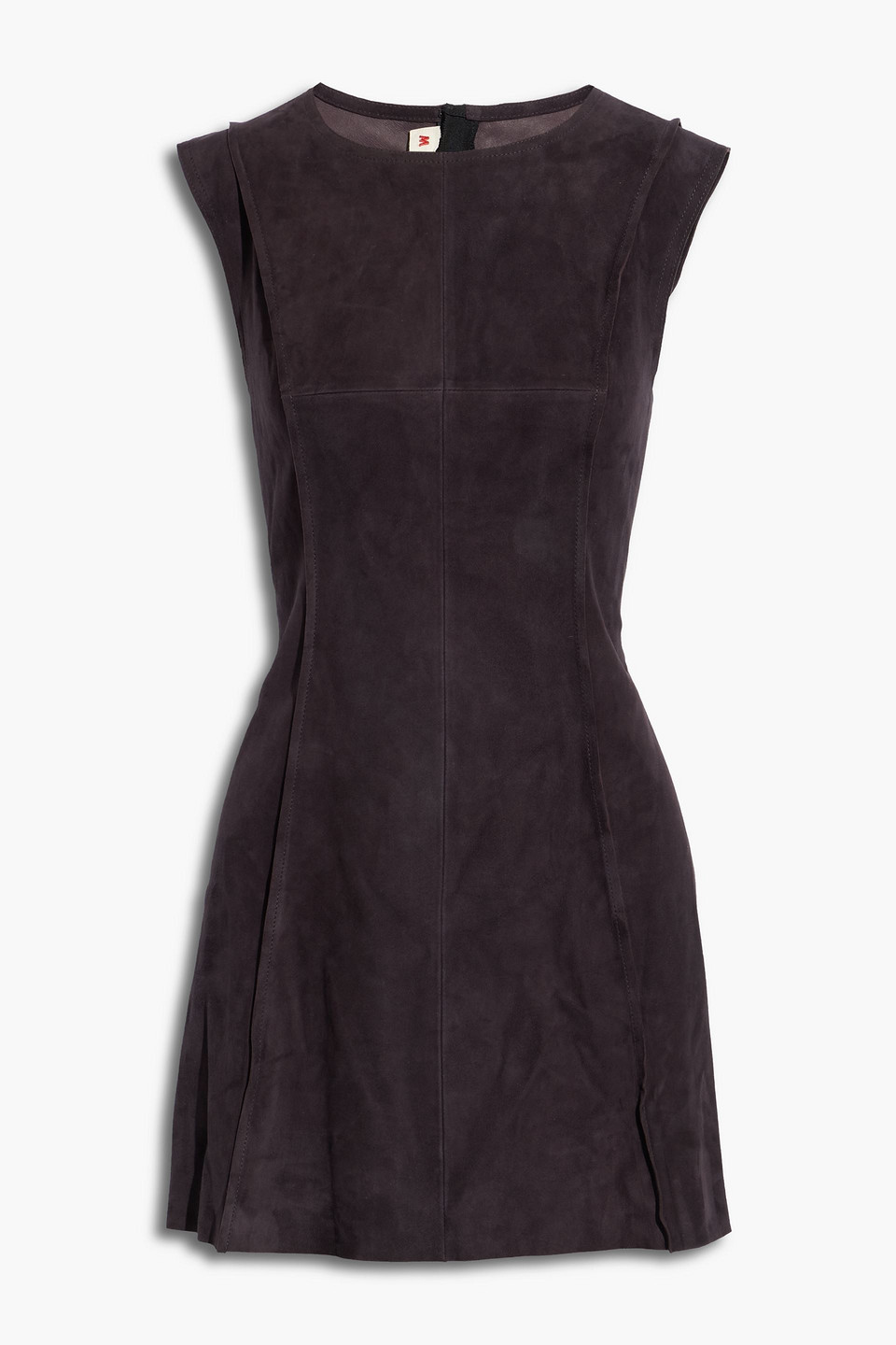 Pintucked suede mini dress