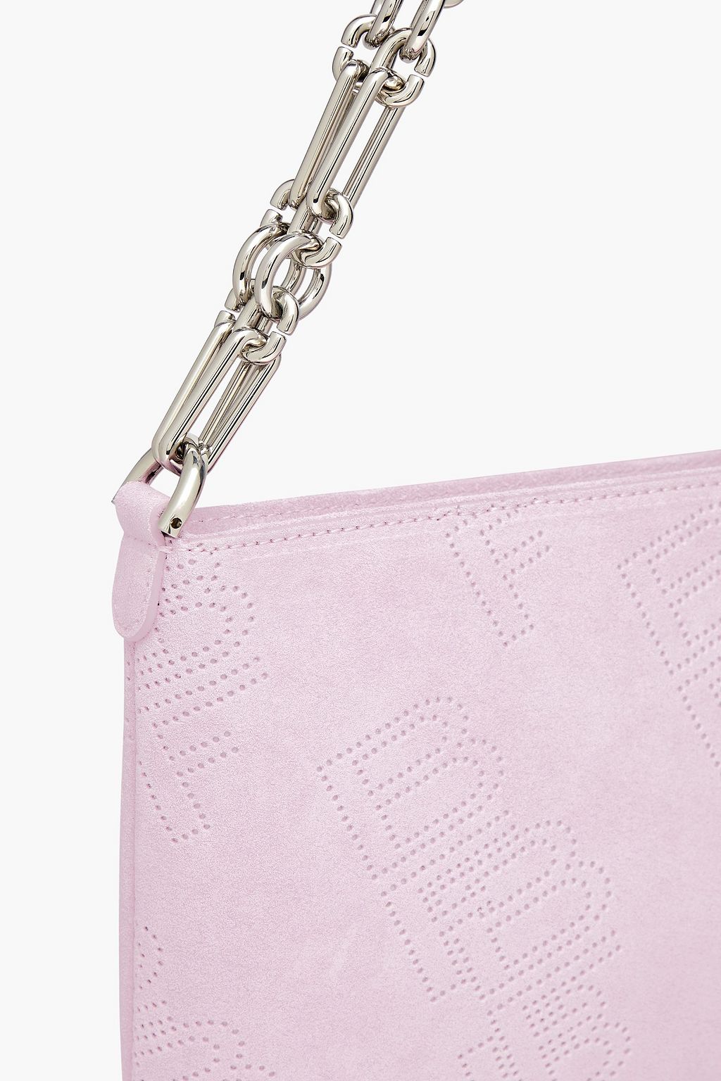 BY FAR Holly Schultertasche aus perforiertem Veloursleder