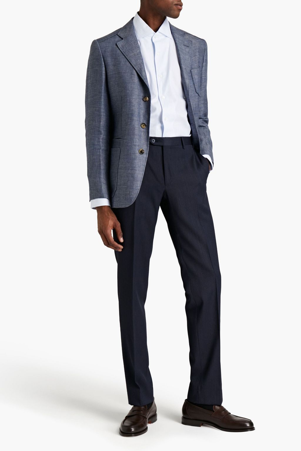 CORNELIANI Mélange wool-twill pants