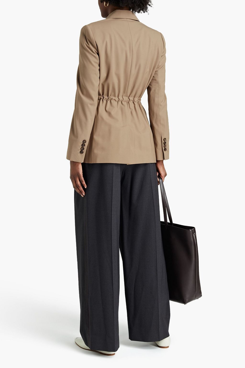BRUNELLO CUCINELLI Bead-embellished stretch-wool twill blazer