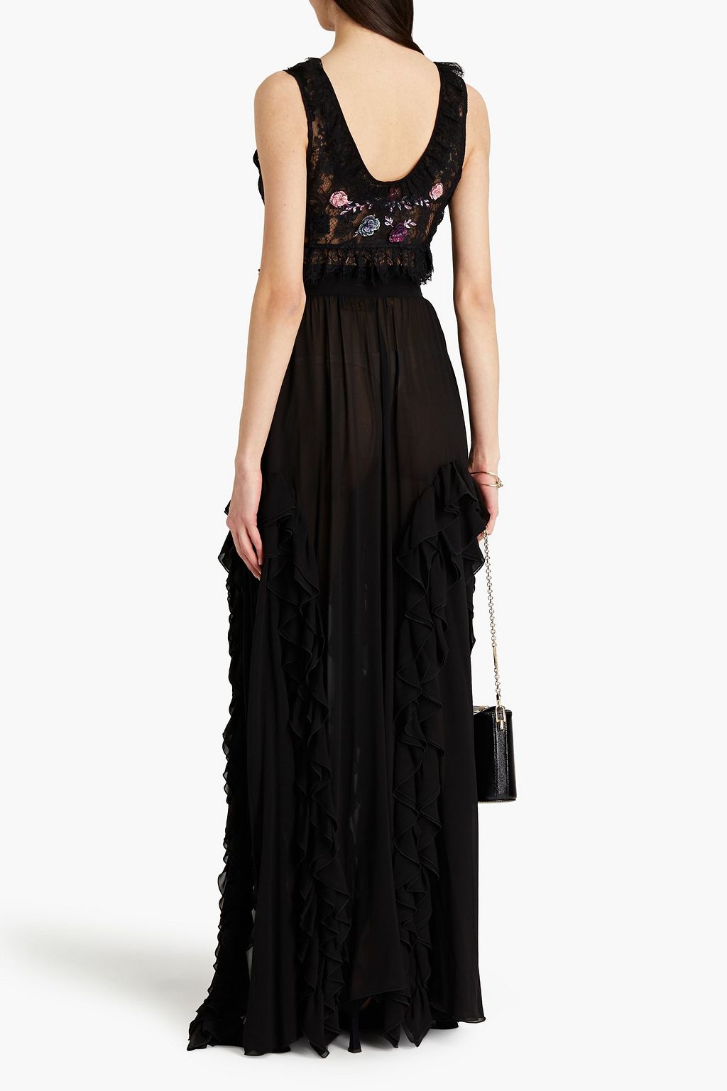 DUNDAS Tiered silk-crepe maxi skirt